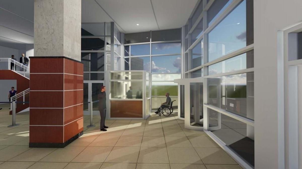 This image, from a staff presentation in October, shows what a gun locker enclosure likely would look like at the Sedgwick County Courthouse.