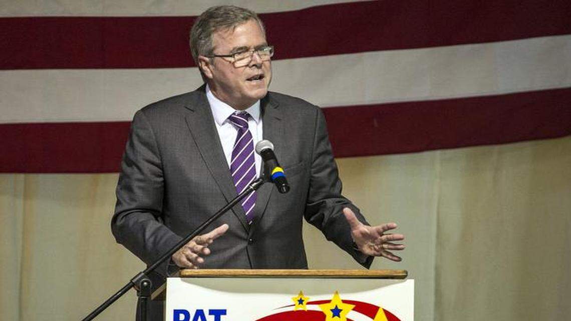 
Jeb Bush, the former governor of Florida, stumps for U.S. Sen. Pat Roberts in Wichita in a tight Senate race that has drawn national attention. (Sept. 29, 2014)
