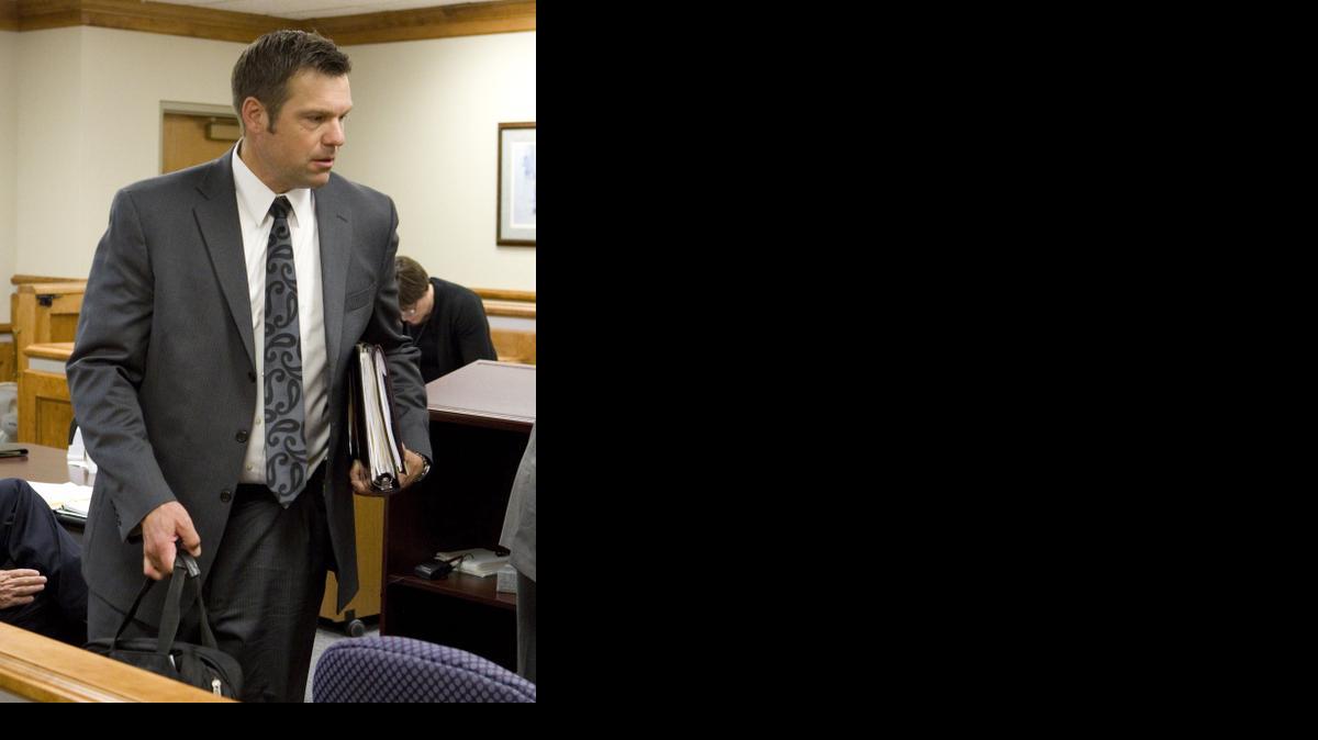 
Secretary of State Kris Kobach briefly fielded questions during the hearing, Monday, in Shawnee County District Court, about whether the Democratic party must fill a vacancy in a U.S. Senate race after the winning candidate withdrew. He left the courtroom when a three-judge panel denied his request to intervene in the case. 
