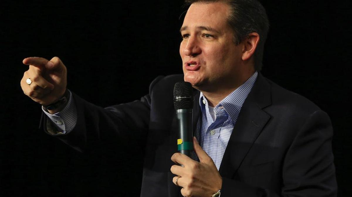 Republican Presidential candidate Sen. Ted Cruz, R-Texas, speaks at the Iowa state fairgrounds in Des Moines on Oct. 31. Cruz has filed for the Republican caucus in Kansas.
