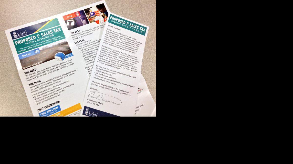 
Of the 173,000 mailers sent out on the upcoming sales tax question, about 5,300 accidentally went to non-Wichita residents. The vendor for the city has agreed to pay for the ones sent to non-Wichita residents.

