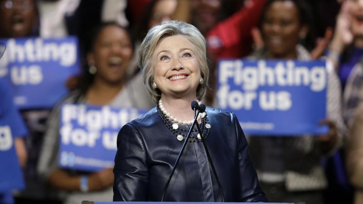 Democratic presidential candidate Hillary Clinton speaks during a rally last month New York. Clinton is said to be ahead in superdelegates pledged to her.