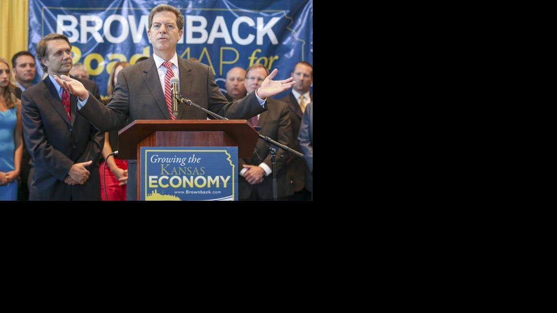 
Gov. Sam Brownback addresses the crowd Tuesday at the National Center for Aviation Training in Wichita. He was unveiling his plan to grow the Kansas economy under his plan "The Road Map for Kansas."
