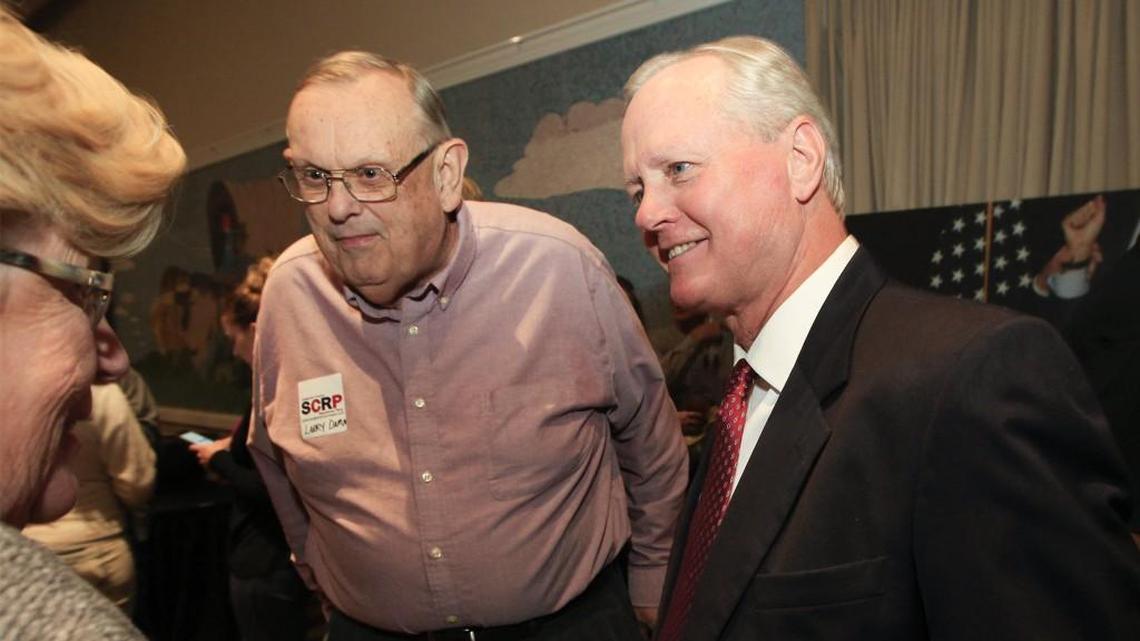 Kansas Senate Majority Leader Gene Sullentrop (right) in 2016 file photo.