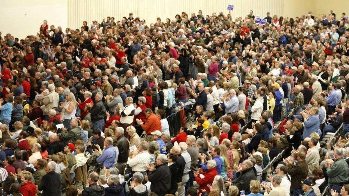 Republicans gather at Century II for a caucus during the 2008 presidential campaign.