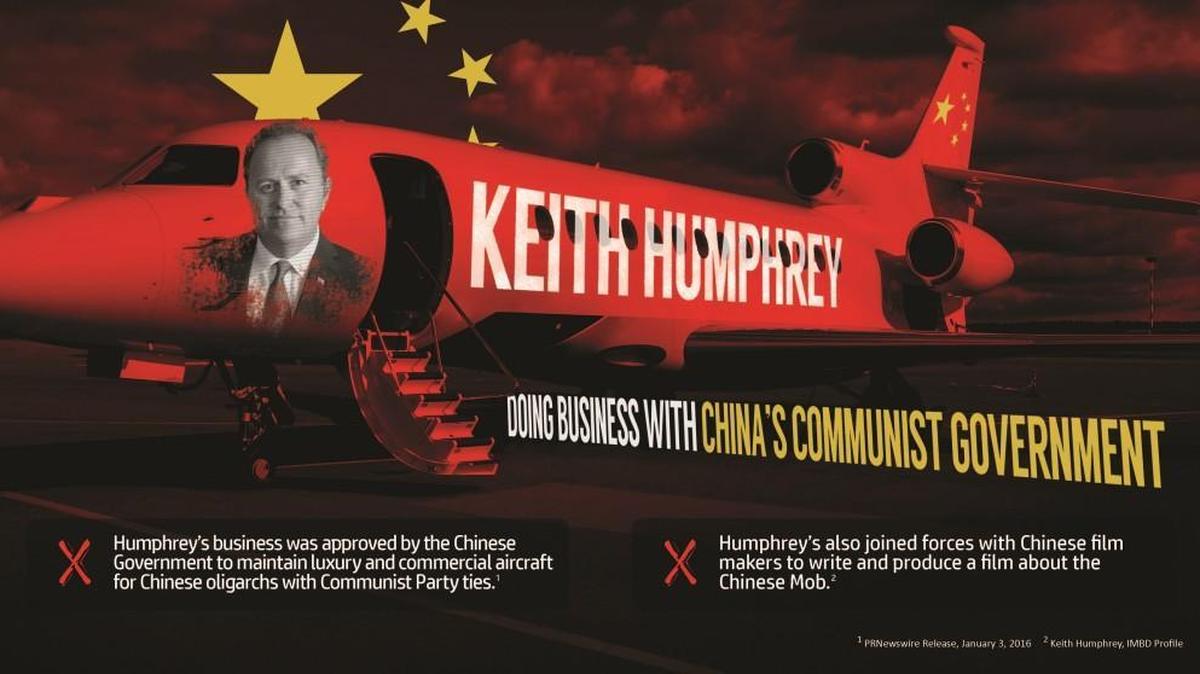 The Kansas Republican Party paid for mailers that attack Democratic candidate Keith Humphrey because his aviation company is certified to repair parts for the Chinese market.