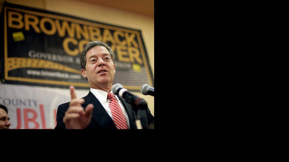 
Kansas Gov. Sam Brownback speaks to the crowd at a Johnson County Republican election watch party Aug. 5 in Overland Park.
