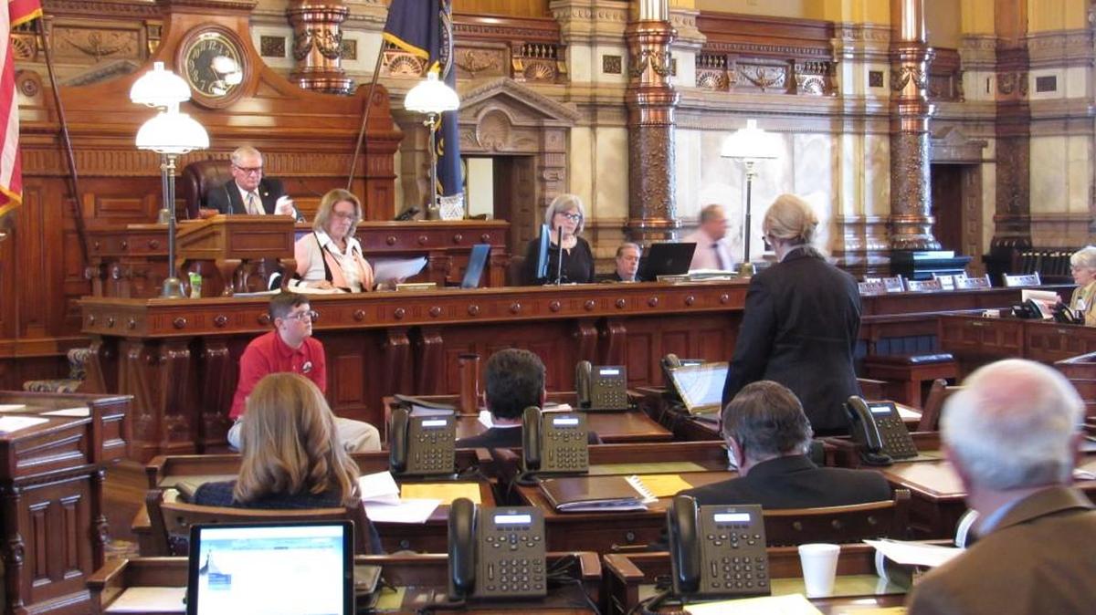 The Kansas Senate approved a resolution condemning pornography on Tuesday. Sen. Mary Pilcher-Cook, standing, said porn objectifies women and leads to other problems.