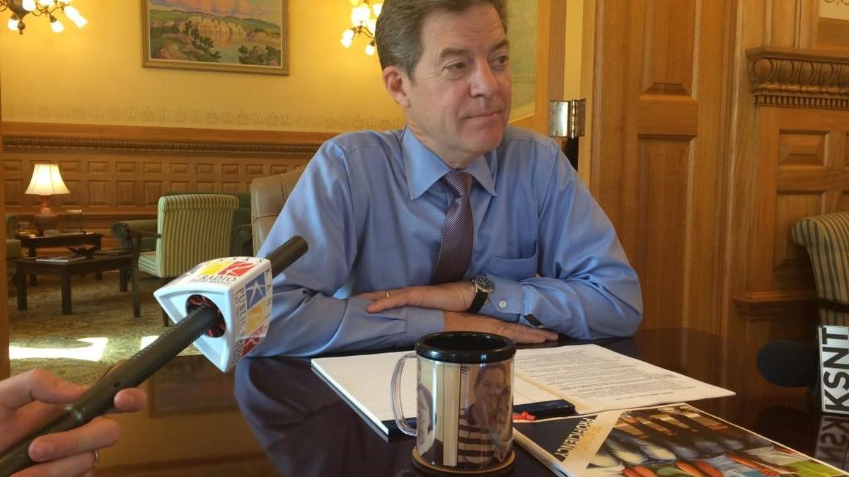 Gov. Sam Brownback discusses a Garden City bomb plot with reporters on Monday. (Oct. 17, 2016)