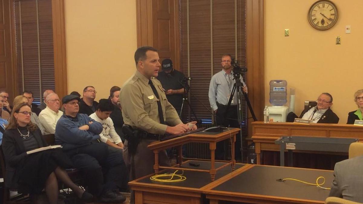 Wichita Police Chief Gordon Ramsay testifies Tuesday against HB 2018 in front of a House committee hearing at the Kansas Statehouse. (Jan. 24, 2017)
