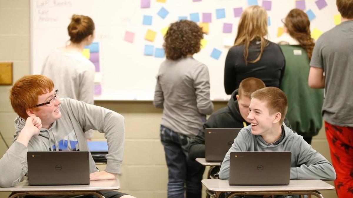 Andover Central High School students work on an assignment in AP Language Arts class. The governor and Legislature is scrambling to try to figure out what to do about a Kansas Supreme Court order to fix inequities in school funding. (Feb. 11, 2015)