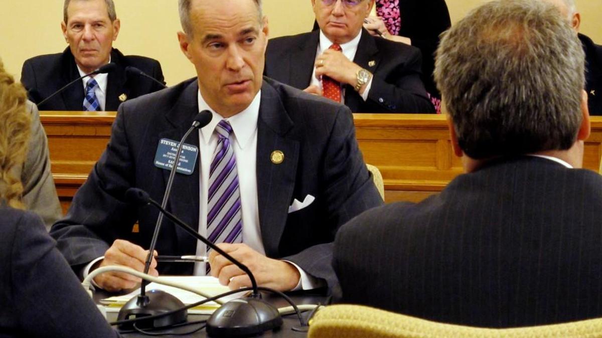 Kansas House Taxation Committee Chairman Steven Johnson, R-Assaria, outlines details of a revised tax plan during negotiations with the Senate on Wednesday.