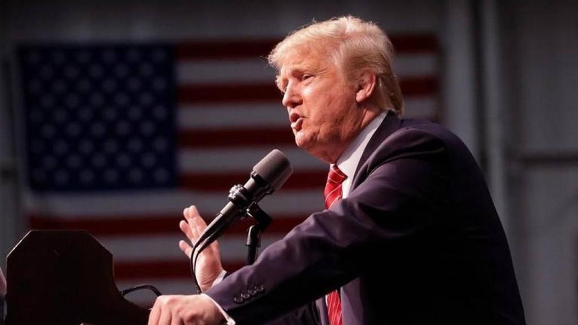 Donald Trump speaks at an event in Michigan in 2016.