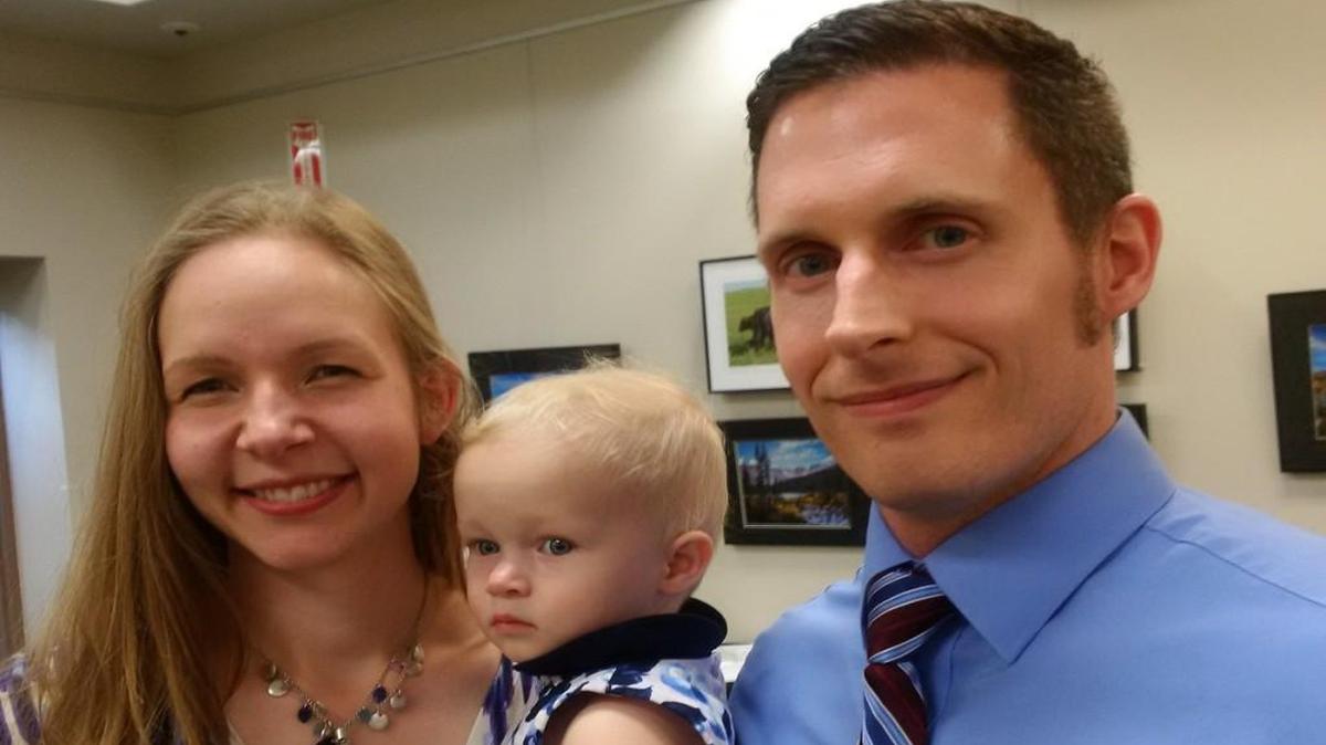 Republican leaders selected Jesse Burris, shown with wife, Anneke, and daughter Elinor, to take over the state House seat vacated by his father-in-law, Pete DeGraaf. (May 25, 2017)
