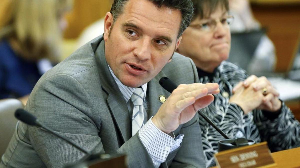 Kansas Sen. Ty Masterson, R-Andover, during a Senate Ways and Means Committee meeting at the Kansas Statehouse in Topeka last month.