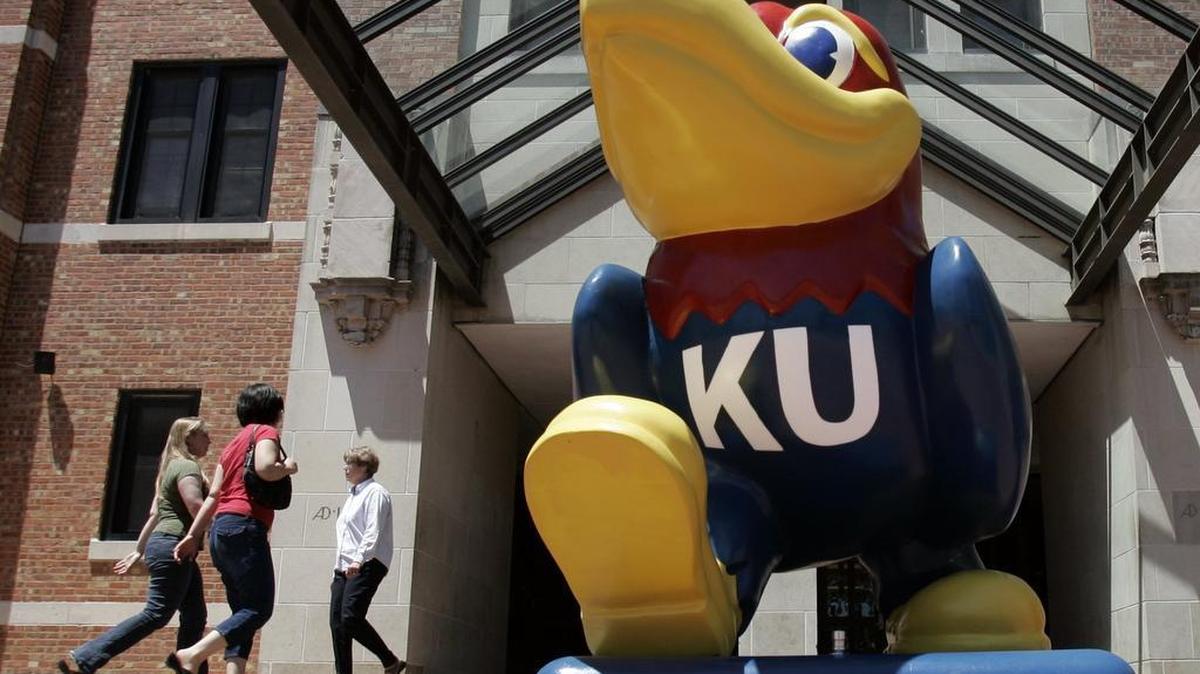Outside the student union on the University of Kansas campus in Lawrence