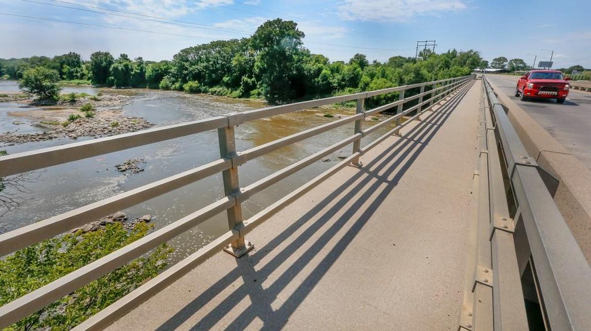 
Repairs are being contemplated for the bridge where MacArthur goes over the Arkansas River in south Wichita. (Aug. 4, 2015)
