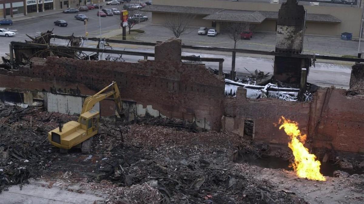 
The gas exploded in 2001, destroying half a city block of businesses downtown Hutchinson and shattering windows for blocks around.
