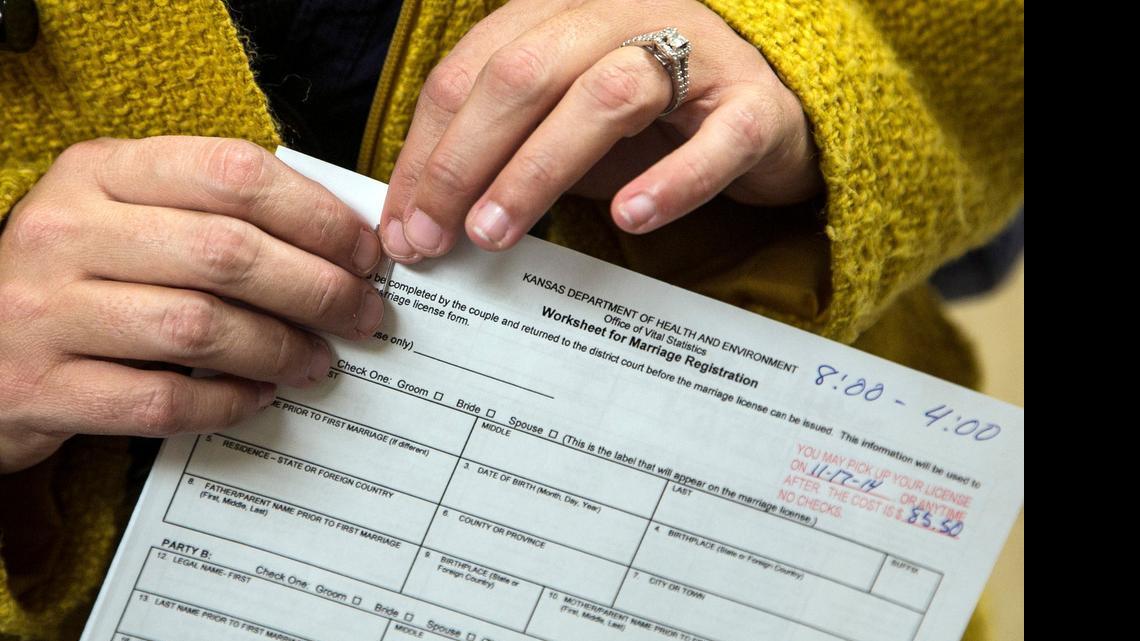 
The Kansas Department of Health and Environment updated marriage forms in November to accommodate same-sex couples, but held off on changing other policies.
