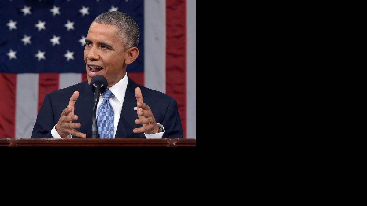 
President Barack Obama delivers his State of the Union address to a joint session of Congress on Capitol Hill on Tuesday, Jan. 20, 2015, in Washington. 
