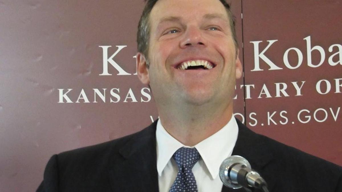 Secretary of State Kris Kobach told reporters Thursday that he was pleased to vote for an amendment establishing a constitutional right to hunt, fish and trap.