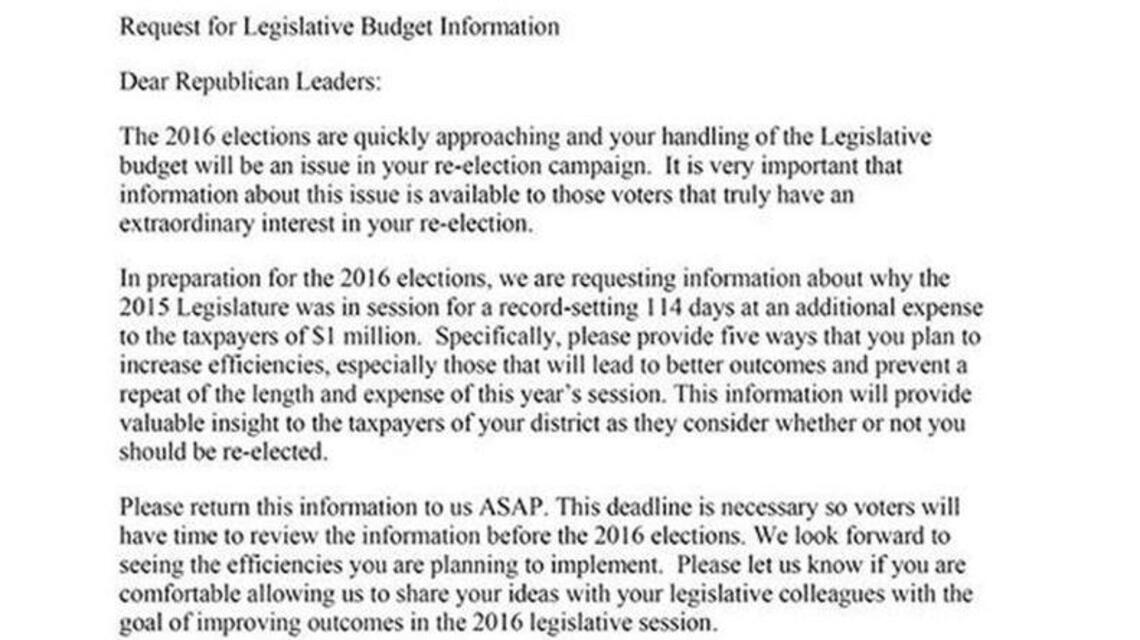 Democratic leader asks GOP legislators to provide 5 efficiencies