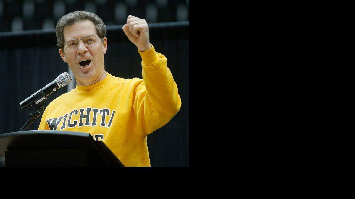 
Gov. Sam Brownback has donned Wichita State yellow before, as when he attended a postseason rally for the Shockers following their 2013 Final Four run.

