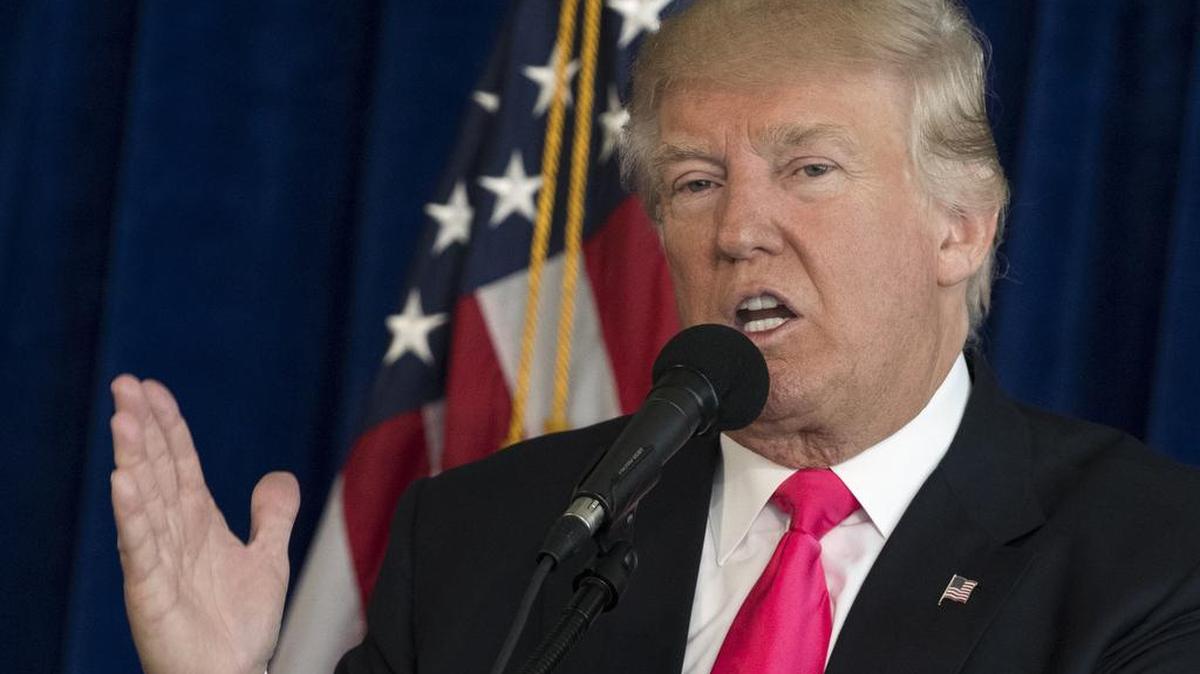 Republican presidential candidate Donald Trump speaks during a news conference Wednesday at Trump National Doral, in Doral, Fla.