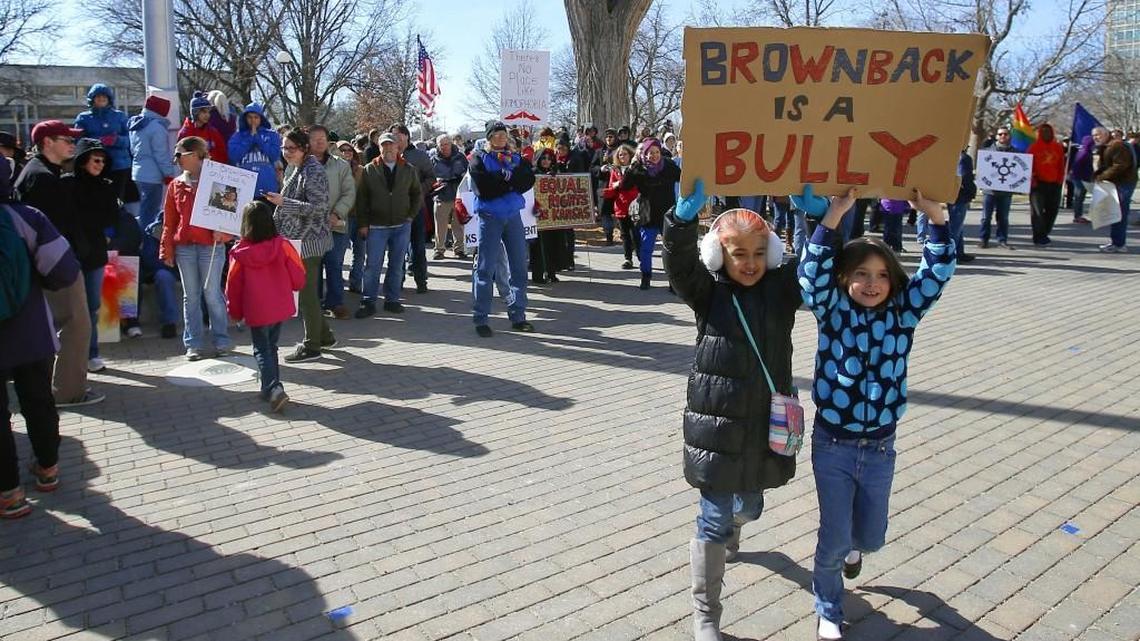 Hundreds of people came to the Statehouse for a protest on the governor’s actions against the LGBT community in 2015.
