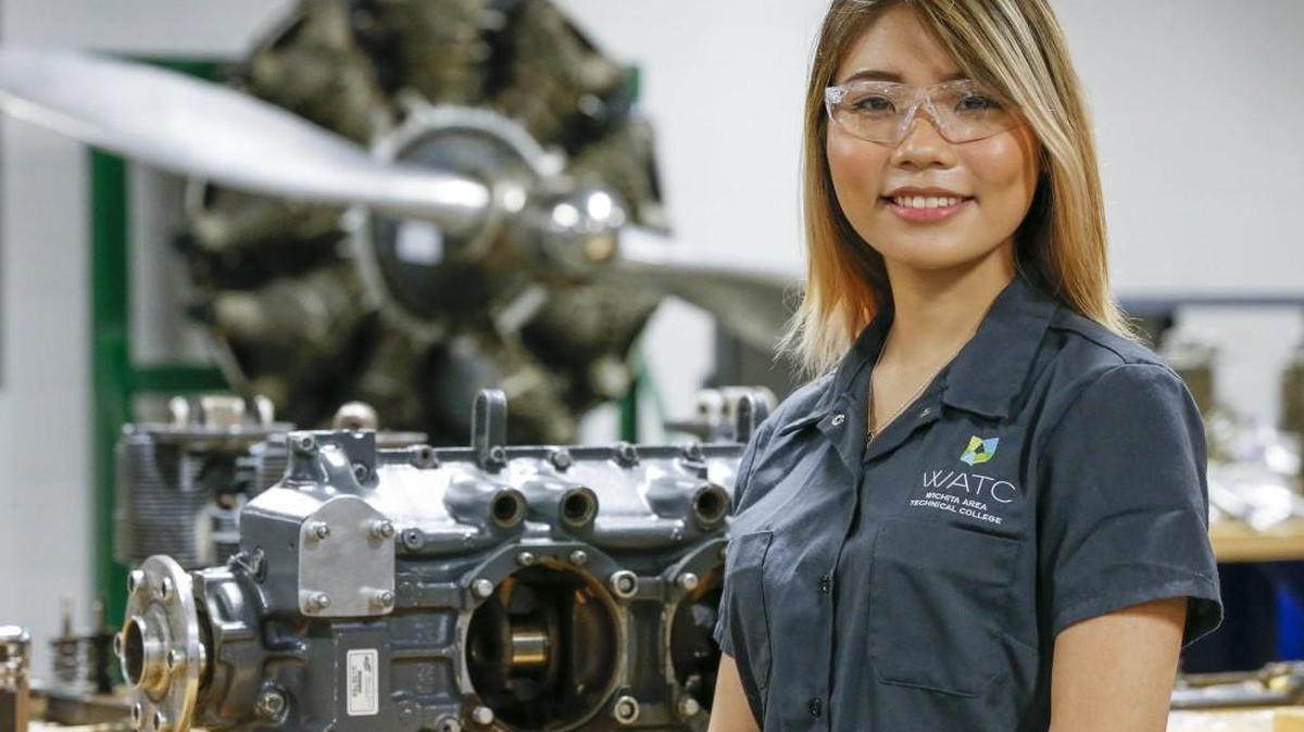 Tam Nguyen, 18, decided that it was smarter for her to attend WATC for an aviation maintenance degree instead of going to a traditional four-year university. (Sept. 15, 2017)