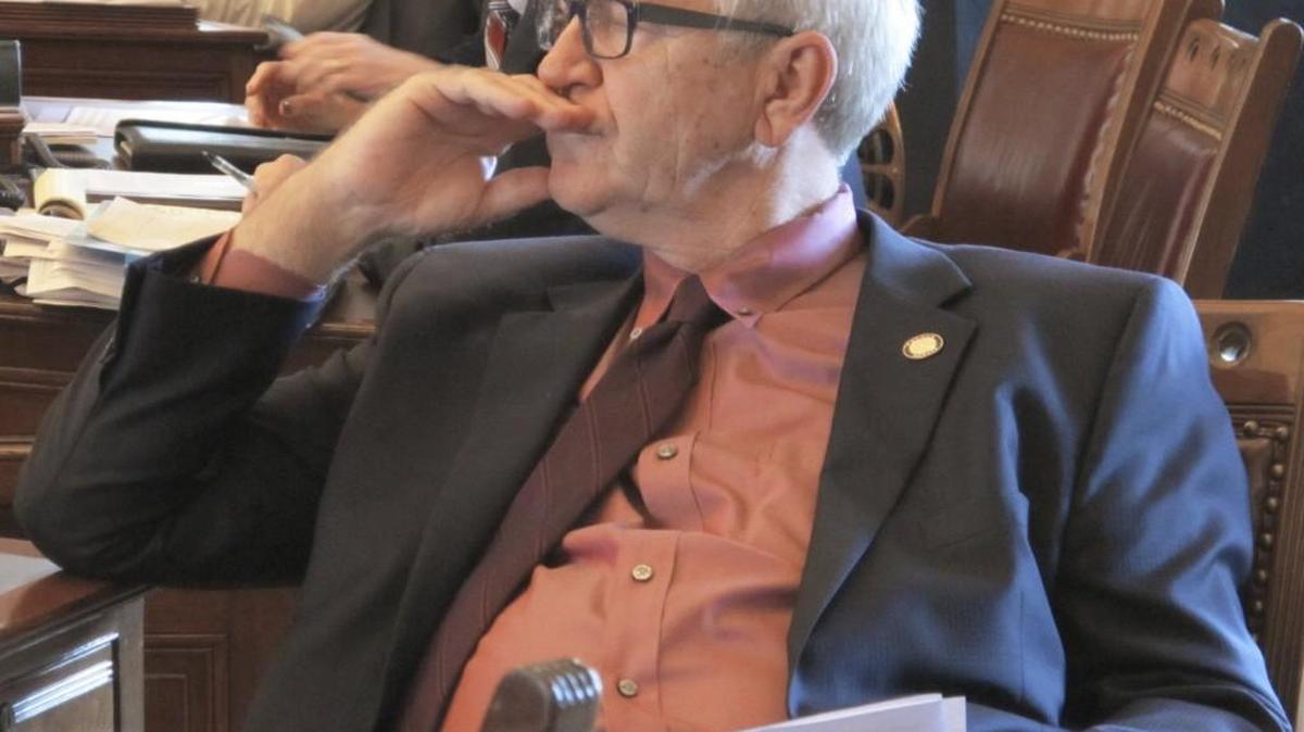 Kansas state Sen. John Doll, R-Garden City, follows a debate in the Senate on a plan to increase the state’s spending on public schools on Tuesday.