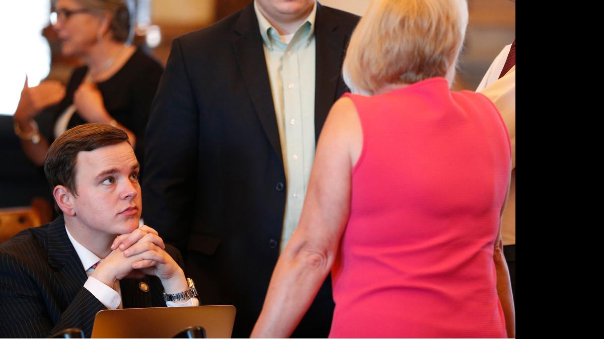 
State Sen. Michael O'Donnell, R-Wichita, split his vote on the two tax bills recently passed by the Legislature. (June 8, 2015)

