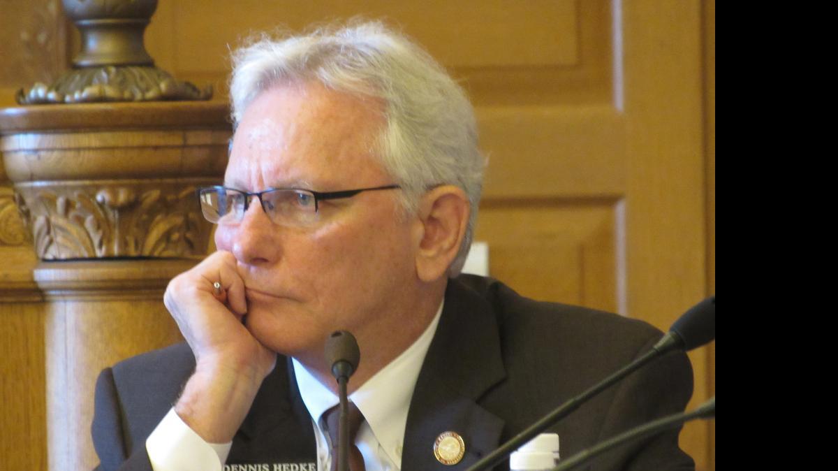 
Rep. Dennis Hedke, R-Wichita, co-authored a proposal that would raise the sales tax from 6.15 percent to 6.85 percent to bring in an additional $271 million. (May 13, 2015)
