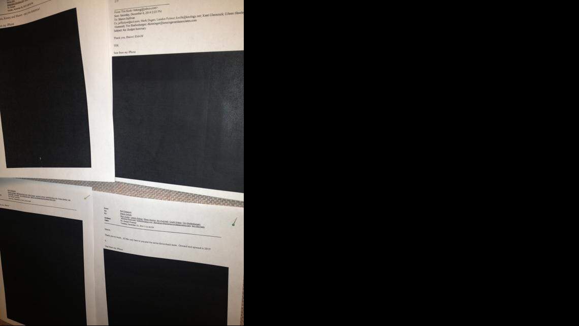 
Some of the heavily redacted e-mails sent by Kansas State University in response to a Kansas Open Records request. 
