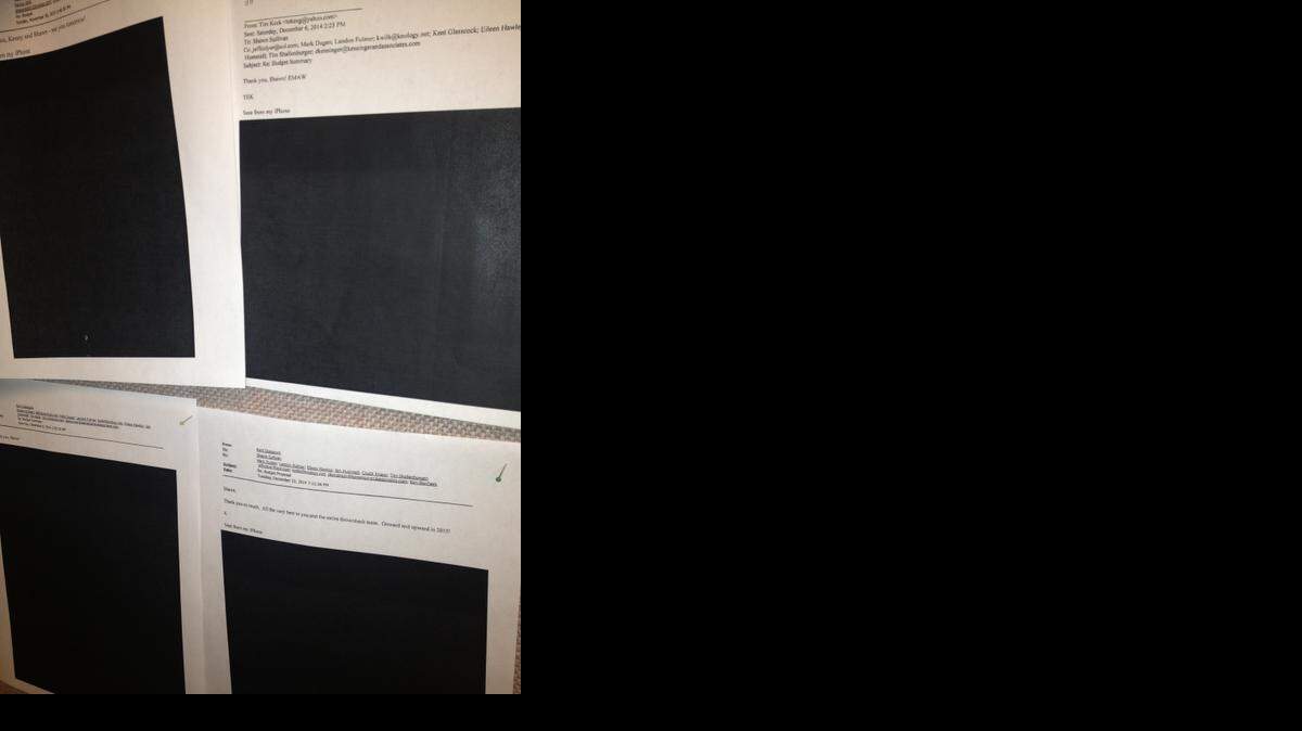 
Some of the heavily redacted e-mails sent by Kansas State University in response to a Kansas Open Records request. 
