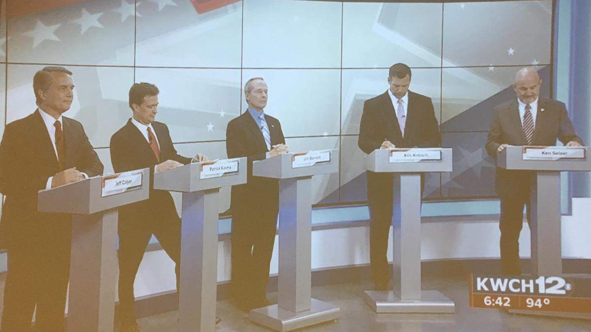 The Kansas Republican candidates for governor debated on TV on Tuesday night. Gov. Jeff Colyer and Secretary of State Kris Kobach stepped up their attacks on each other.