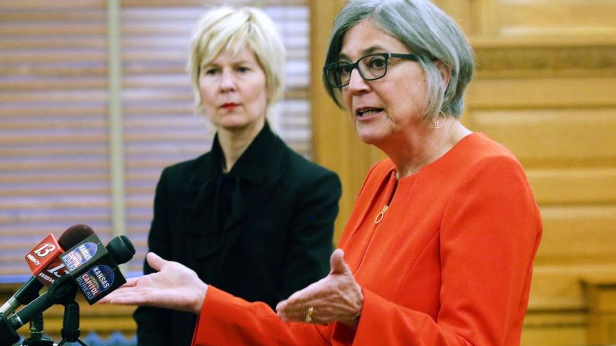 Responding to concerns about culture in the Kansas Statehouse, Women's Foundation President and CEO Wendy Doyle, left, and Senate President Susan Wagle, a Wichita Republican, announced a list of sexual harassment policy recommendations in a press conference at the Statehouse on Friday.