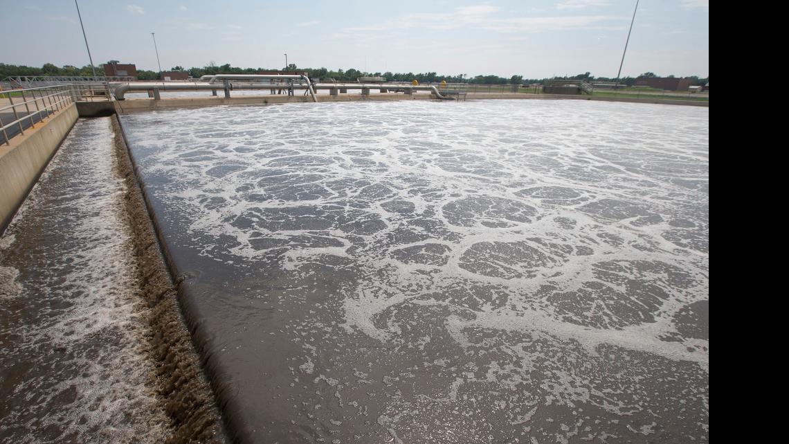Wastewater is treated at Wichita’s wastewater treatment plant near 57th and Hydraulic. About 30 million gallons of water a day is treated at the plant. (Aug. 2, 2013)
