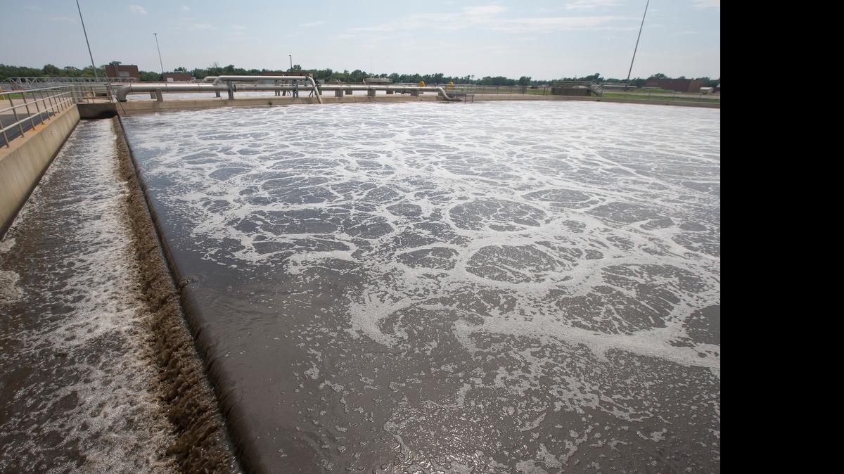 Wastewater is treated at Wichita’s wastewater treatment plant near 57th and Hydraulic. About 30 million gallons of water a day is treated at the plant. (Aug. 2, 2013)