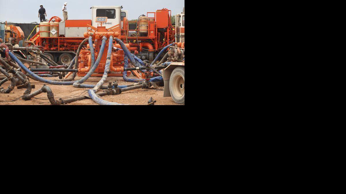 
Crews “frack” a deep well that runs a mile underground near Medicine Lodge (2011)
