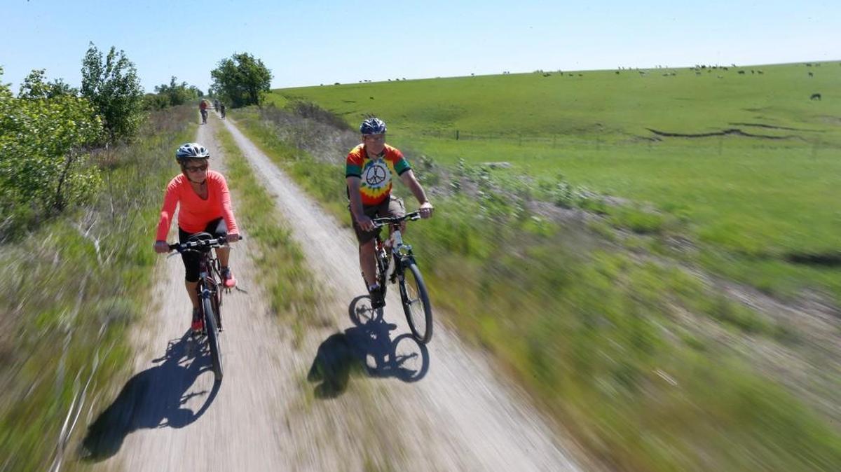 The Flint Hills Trail, shown here between Council Grove and Bushong, is one of the longest rail-trails in the United States.
