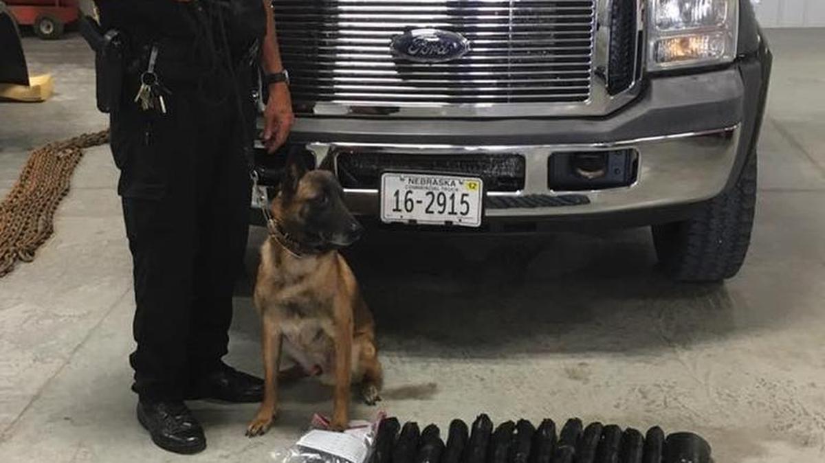 The Seward County Sheriff’s Office shows off nearly 25 pounds of heroin seized Friday during a traffic stop.