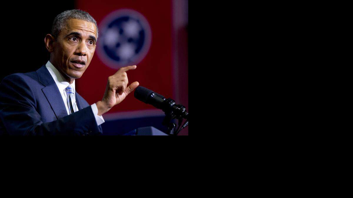 
President Obama speaks at Pellissippi State Community College earlier this month in Knoxville, Tenn. Obama is turning to his biggest television audience of the year to pitch tax increases on the wealthiest Americans and put the new Republican Congress in the position of defending top income earners over the middle class. (Jan. 9, 2015)
