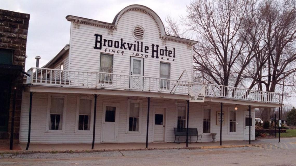 The main facade of the old Brookville Hotel, which now stands empty in the small Saline County community.
