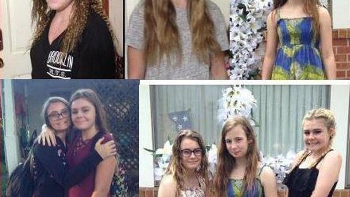 Three sisters have been missing from their Kansas home for 45 days. Police and family ask for help finding (bottom right, from left): Emily, 15, Christin, 12, and Aimee Utter, 14.