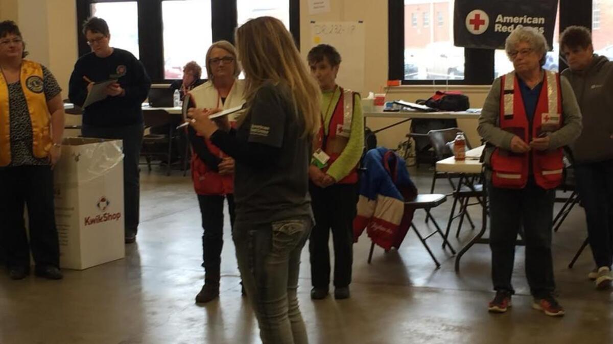 Shortly before the American Red Cross opened a multi-agency resource center on Sunday in Hutchinson, volunteers were briefed on what agencies were available to respond to immediate needs of wildfire victims.