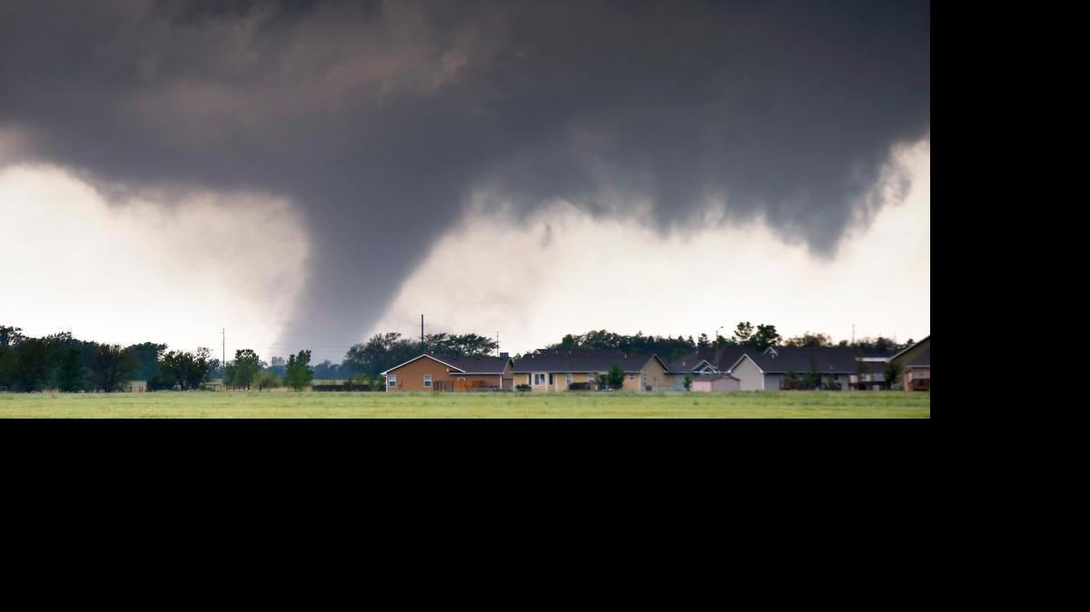 
A large tornado passes just to the west of Halstead on Wednesday afternoon.
