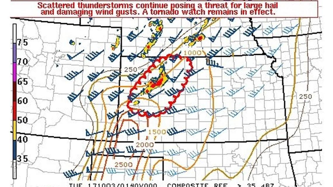 Map that the National Weather Service shared on social media on Monday night. (Oct. 2, 2017)
