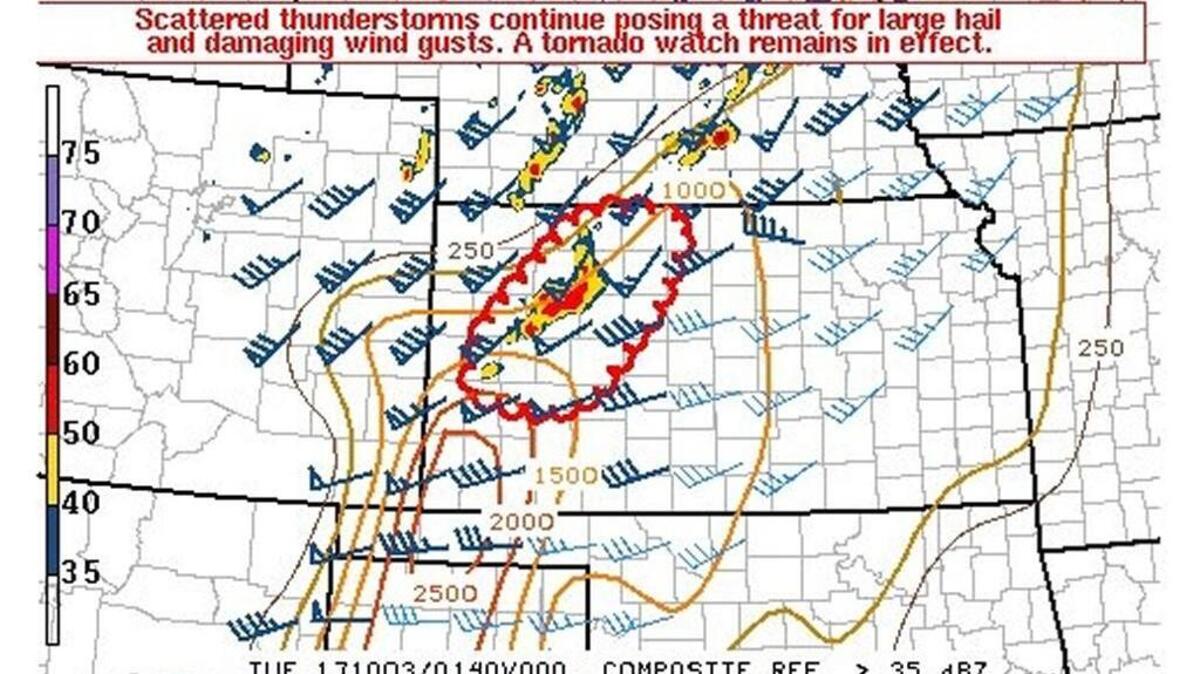 Map that the National Weather Service shared on social media on Monday night. (Oct. 2, 2017)