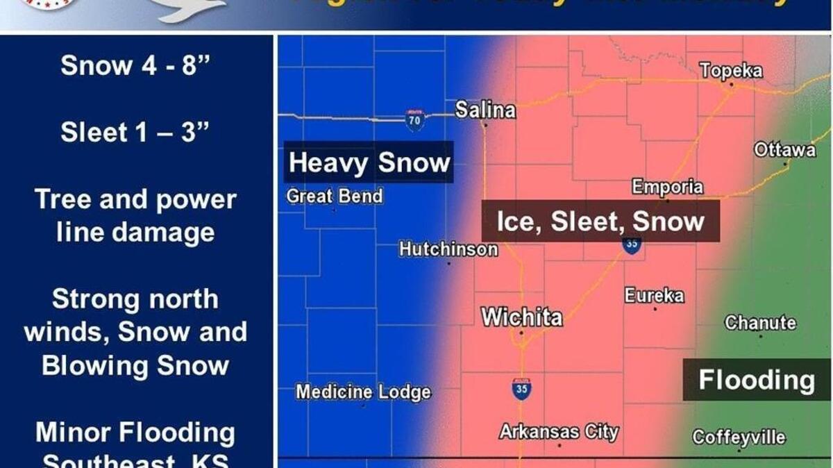 Forecast map released by National Weather Service on Sunday morning.